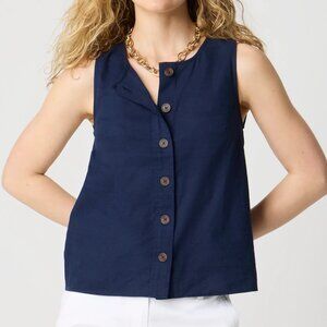 J. Crew Linen-blend button-front shell Size S